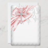 Invitation Croix de Damas rose Première communion (Dos)