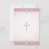 Invitation Croix de Damas rose Première communion (Dos)