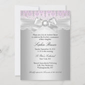 Invitation Croix de dentelle et bijoux Photo Baptême Invitati (Dos)