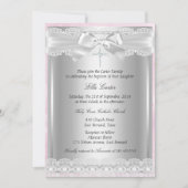 Invitation Croix de dentelle rose Baptême/Invitation Christen (Devant)