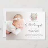 Invitation Croix de feuillage rose Folial (Devant)