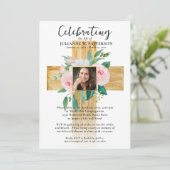 Invitation Croix de fleurs en bois, Photos, Célébration de la (Debout devant)