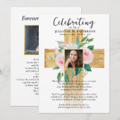 Invitation Croix de fleurs en bois, Photos, Célébration de la (Devant / Derrière)