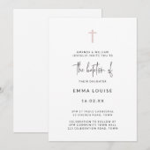 Invitation Croix de glitter or rose moderne écrite à la main  (Devant / Derrière)