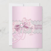 Invitation Croix de la Bow perle rose communion ou baptême (Dos)