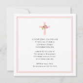 Invitation Croix de la première communion avec Carré rose Ros (Dos)