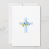 Invitation Croix de la première communion avec Rose Bleu chré (Dos)