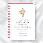 Invitation Croix de la première communion de la couronne de f