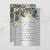 Invitation Croix de la première sainte communion en argent ve (Devant / Derrière)