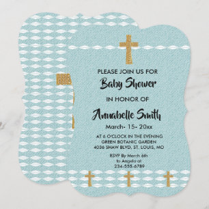 Invitation Croix de lumière Baby shower Jésus-Christ