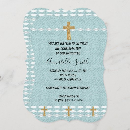 Invitation Croix de lumière Jésus Christ CONFIRMATION (Devant / Derrière)