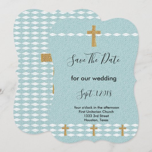 Invitation Croix de Lumière Jésus Christ sauve la date (Devant / Derrière)