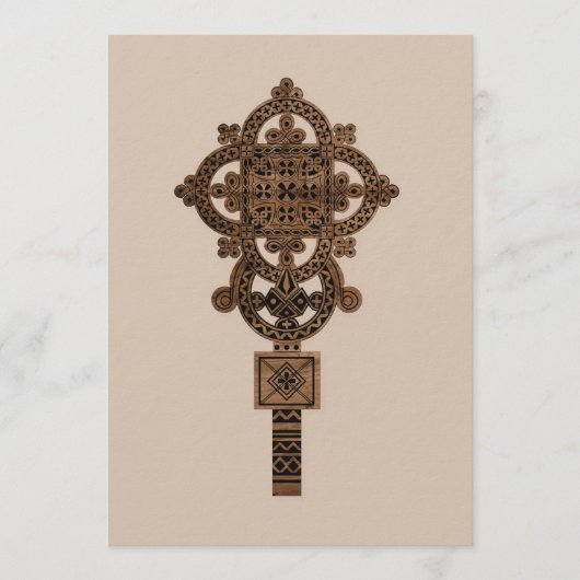 Invitation Croix de main en bois (Devant)