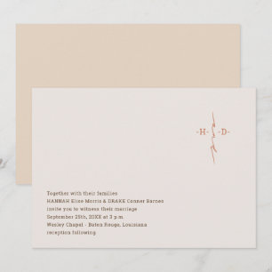 Invitation Croix de monogramme calligraphié pour mariage chré