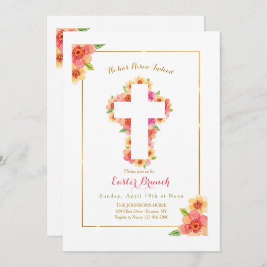 Invitation Croix de Pâques (Devant / Derrière)