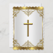 Invitation Croix de perle blanche or baptême baptême 2 (Dos)