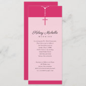 Invitation Croix de première communion des perles roses roses (Devant / Derrière)