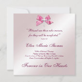 Invitation Croix de rose rose en mémoire affectueuse (Dos)