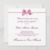 Invitation Croix de rose rose en mémoire affectueuse (Dos)