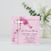 Invitation Croix de rose rose en mémoire affectueuse (Debout devant)