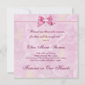 Invitation Croix de rose rose en mémoire affectueuse (Dos)