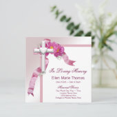 Invitation Croix de rose rose en mémoire affectueuse (Debout devant)