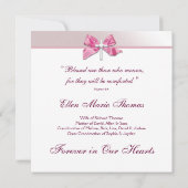 Invitation Croix de rose rose en mémoire affectueuse (Dos)