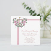 Invitation Croix de rose rose en mémoire affectueuse (Debout devant)