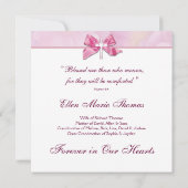 Invitation Croix de rose rose en mémoire affectueuse (Dos)