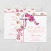 Invitation Croix de rose rose en mémoire affectueuse (Devant / Derrière)