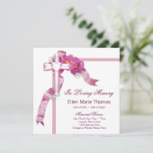 Invitation Croix de rose rose en mémoire affectueuse (Debout devant)