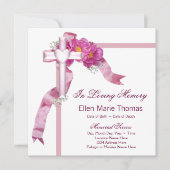 Invitation Croix de rose rose en mémoire affectueuse (Devant)
