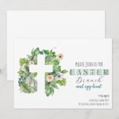 Invitation Croix de verdure chrétienne Célébration de Pâques (Devant / Derrière)