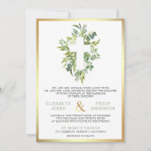 Invitation Croix de verdure en un seul Mariage catholique (Devant)