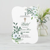 Invitation Croix des fleurs de la douche nuptiale catholique (Debout devant)