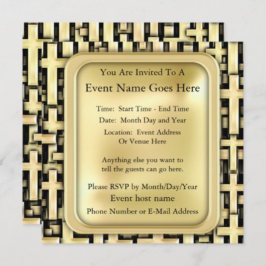 Invitation Croix d'or (Devant / Derrière)