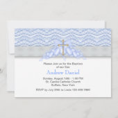 Invitation Croix d'or bleu garçons Baptême bleu (Dos)