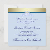 Invitation Croix d'or bleu marine en mémoire d'amour (Dos)