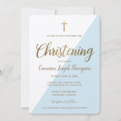 Invitation Croix d'or bleu simple Christing virtuel (Devant)