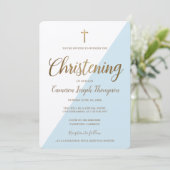 Invitation Croix d'or bleu simple Christing virtuel (Debout devant)