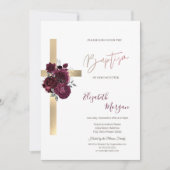 Invitation Croix d'or Chic Roses rouges Parties scintillant d (Devant)