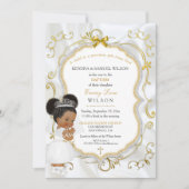 Invitation Croix d'or de la communion Baptême de la petite fi (Devant)