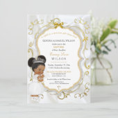 Invitation Croix d'or de la communion Baptême de la petite fi (Debout devant)