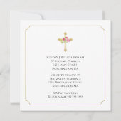 Invitation Croix d'or de la première communion des roses rose (Dos)