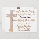 Invitation Croix d'or de Quinceanera (Devant / Derrière)