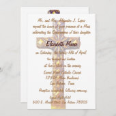 Invitation Croix d'or de Quinceanera (Devant / Derrière)