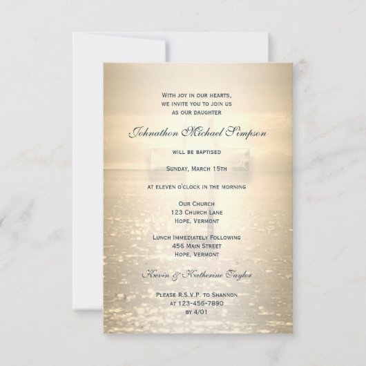 Invitation Croix d'or du Baptême (Devant)