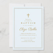 Invitation Croix d'or élégante Baptême et baptême religieux (Devant)