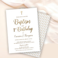 Croix d'or élégante Baptême simple et 1er annivers