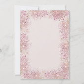 Invitation Croix d'or Fleurs roses Baptême Parties scintillan (Dos)